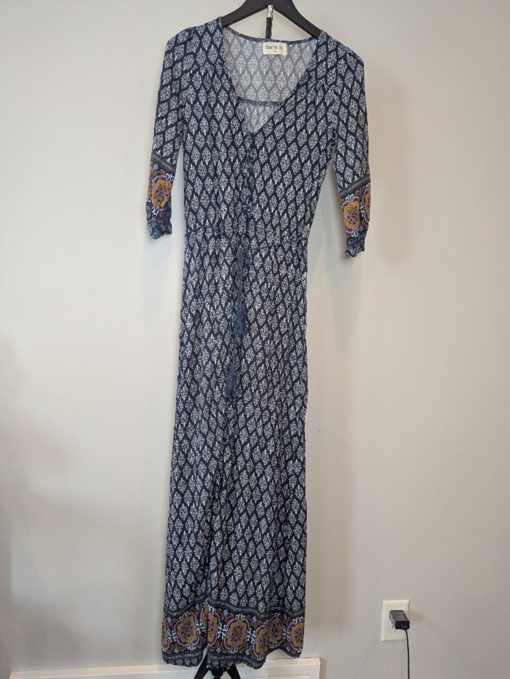 Kiss the Sky Women's Size S Navy Blue Boho Maxi Dress
